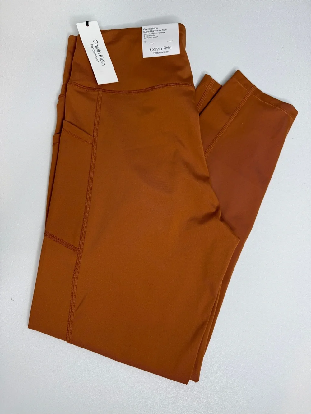 Calvin Klein Performance XL High Waist Compression Leggings Rust Orange | NWT - Picture 3 of 3